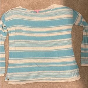 Lilly Pulitzer linen blue striped sweater